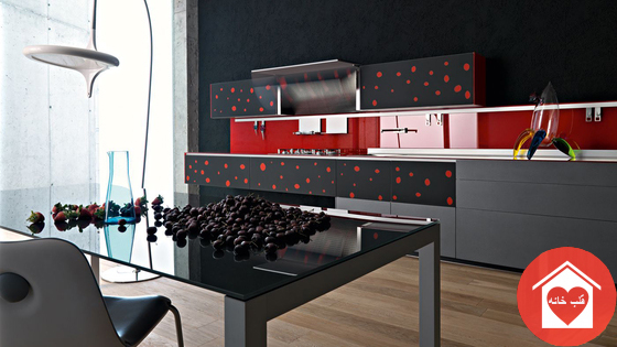 کابینت آشپزخانه سیاه و قرمز